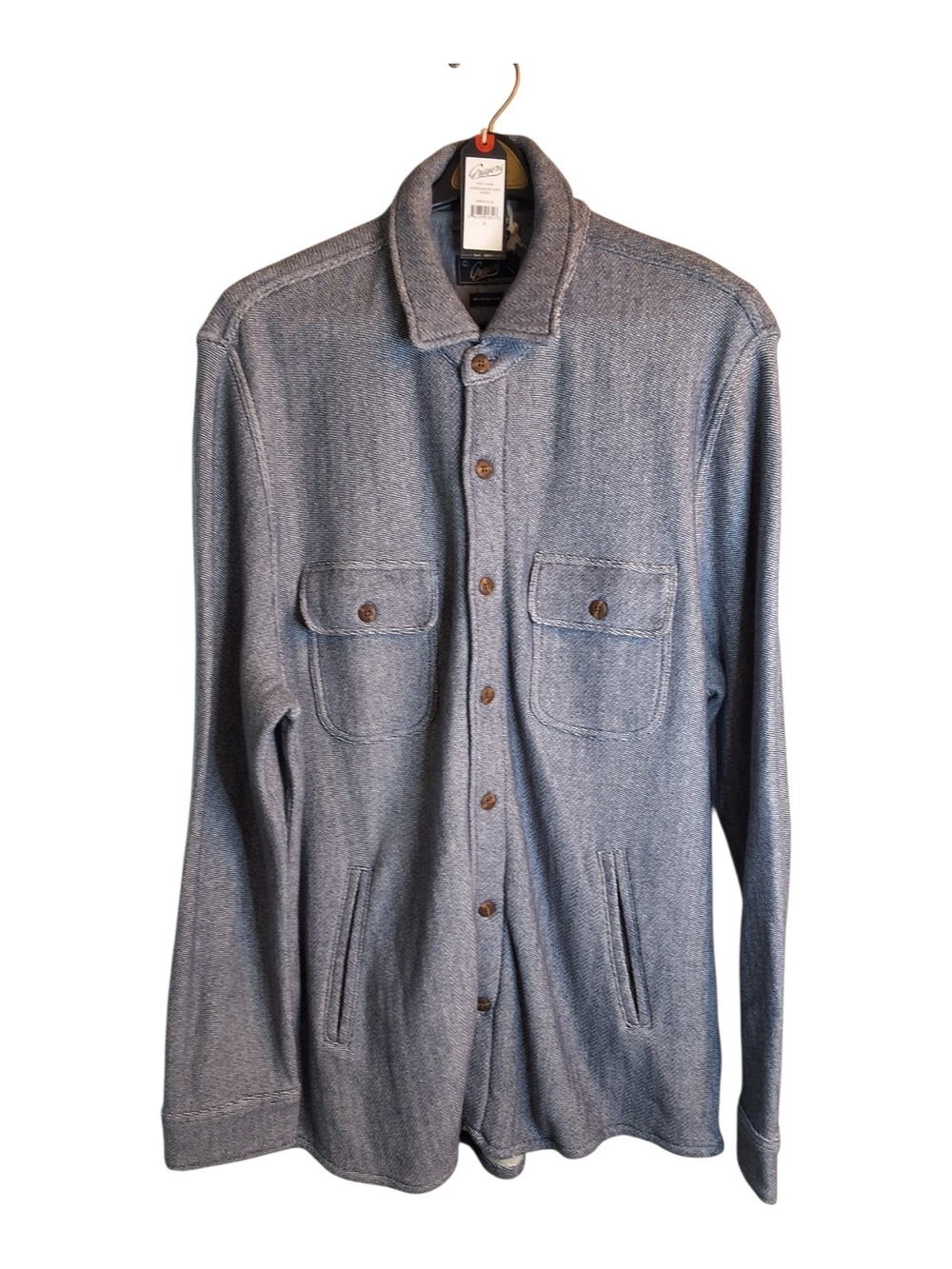 NWT Men's Blue Herringbone Shirt Jacket XL With Pockets